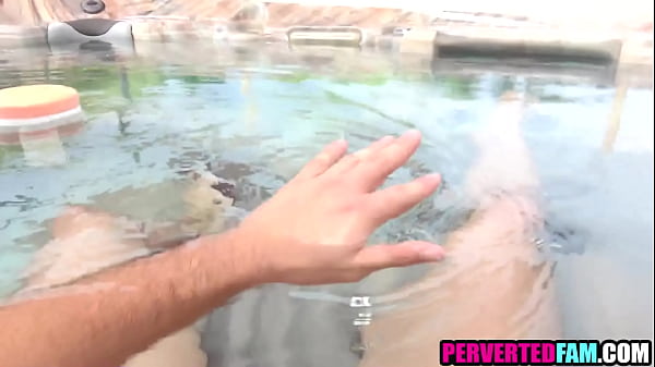Latina stepsister joined him in hot tub